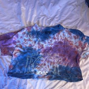 AC/DC, women’s medium, tie dye crop top